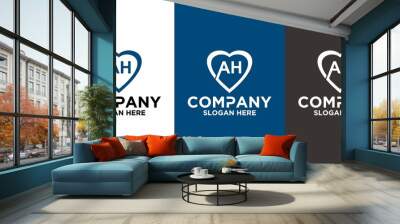 Initial letter A H logo vector design template Wall mural