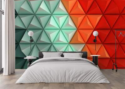 3d render coloful background. Paper pyramid geometric abstract illustration Wall mural