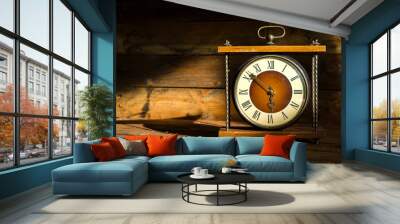 Vintage clock in the morning sun. Wall mural