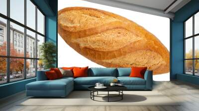 Freshly baked baguette or multigrain loaf bread on brown white PNG File. Wall mural