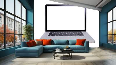 Notebook or laptop with empty space on white background, Laptop or notebook on white PNG file. Wall mural