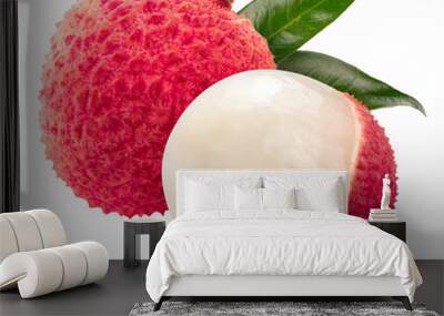 Red Lychee fruit on white background, Fresh Red Lychee or Litchi chinensis fruit on White Background Png File. Wall mural