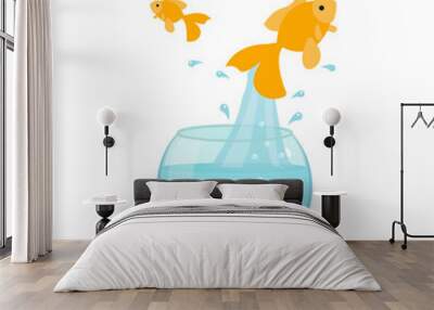 goldfish jumping out of the water Wall mural