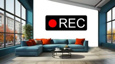 Recording sign, red panel, rec. vector illustration Wall mural