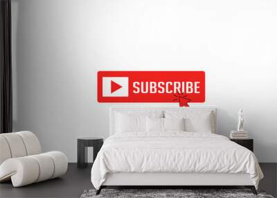 Subscribe button color with arrow cursor and shadow Wall mural