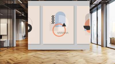 Abstract Bauhaus or Memphis geometric shapes and composition. Retro elements, geometric pattern for banner, poster, leaflet. Design background vector geometric Wall mural