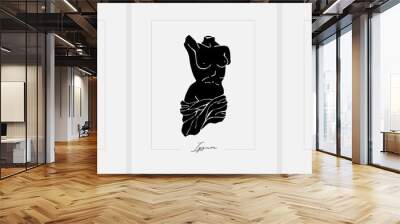 Set of antique marble statues with broken elements. Greek classic ancient of Venus, amphora. Modern tattoo and logo. Hand drawn mythical trendy Vector Wall mural