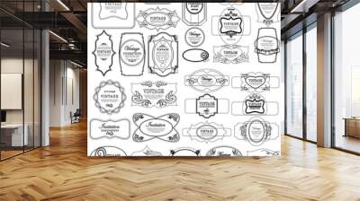 set retro vintage ribbons and label Wall mural