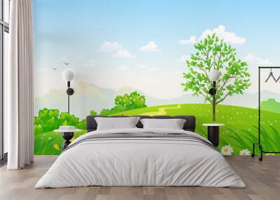 Green spring landscape Wall mural