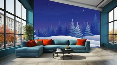 Winter night panoramic Wall mural