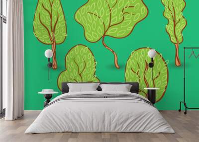 Set of autumn trees. Wall mural