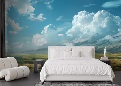 Clouds in a picturesque landscape ideal for adding a copy space image of nature s weather Wall mural