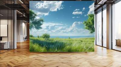 Scenic view with trees and the sky as a copy space image Wall mural