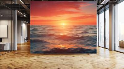 Scenic views of sunrise and sunset over the sea and ocean with a beautiful copy space image. Wall mural