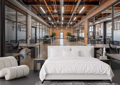 a large empty office with a large door that says conference Wall mural