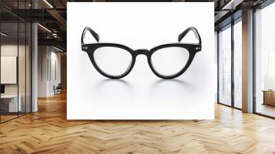 black eye glasses isolated on white background Wall mural