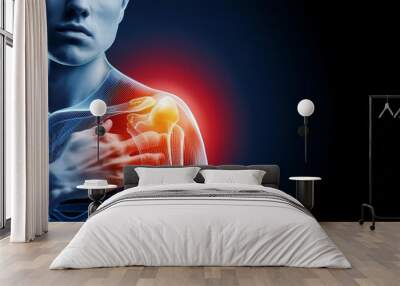 Imitative display of shoulder pain symptoms Wall mural