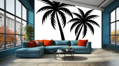 2 palm trees silhouette vector art illustration Wall mural