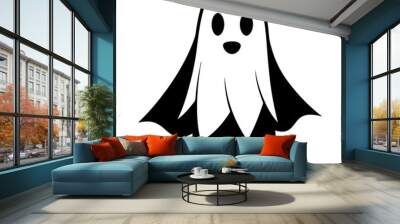 Cute ghost Halloween silhouette vector art illustration  Wall mural