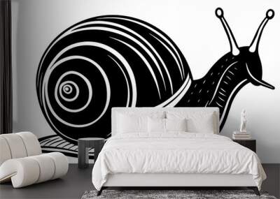 snail silhouette vector art illustration Wall mural