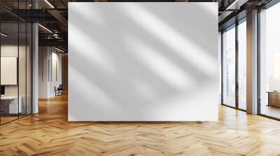 Abstract light reflection and grey shadow from window on white wall background. Gray stripe window shadows and sunshine diagonal geometric overlay effect for backdrop and mockup design Wall mural