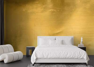 Gold texture background with yellow metallic foil luxury shiny shine glitter sparkle of bright light reflection. Metal bronze golden surface, celebration, banner, wallpaper, design. Gold horizontal Wall mural