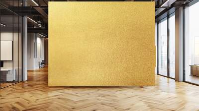 Gold wall texture background. Yellow shiny gold paint on concrete wall surface, vibrant golden luxury wallpaper, horizontal Wall mural