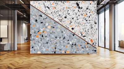 Terrazzo flooring marble stone wall texture abstract background. Colorful terrazzo floor tile on cement surface Wall mural