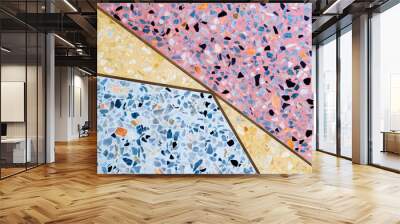 Terrazzo flooring marble stone wall texture abstract background. Colorful terrazzo floor tile on cement surface Wall mural