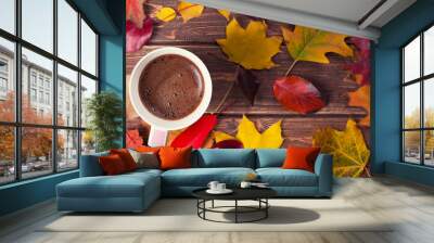 coffee cup on the autumn Wall mural