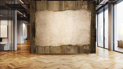 Old paper on the wood background Wall mural