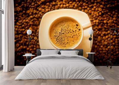  cup of coffee on beans Wall mural