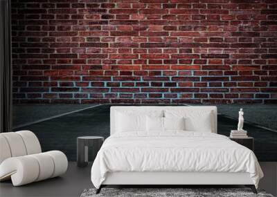 White Arrow on the Road Straight to the Old Brick Wall Background, Suitable for Business Dead End Concept. Wall mural