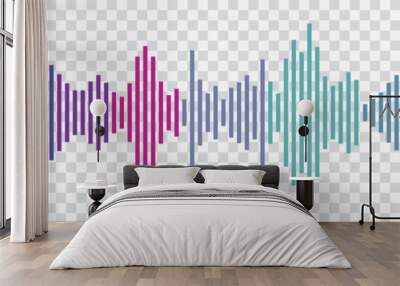 Abstract sound wave stripe lines colorful gradient equalizer isolated on transparent background in concept music, sound, technology. Wall mural