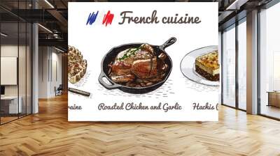 French menu colorful illustration. Wall mural