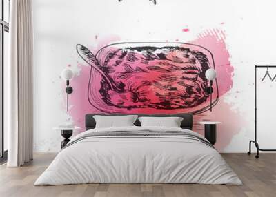 tartiflette watercolor effect illustration. Wall mural