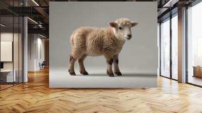 A very cute light brown baby sheep isolated on white background at studio. very cute and beautiful little ram. Wall mural