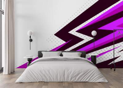 Abstract purple sports background with lightning geometric shapes Wall mural