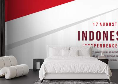 Indonesia independence day banner background with vector Indonesian flag with the silhouette of the island of Indonesia Wall mural