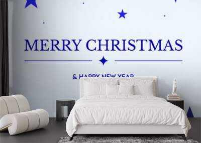 
Merry Christmas and New Year greeting cards with a simple modern blue design Wall mural