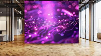 Purple Circuitry with Bokeh Lights Wall mural