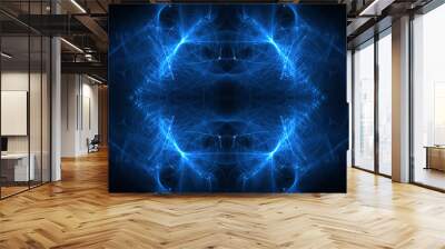 blue circular wave glow. kaleidoscope lighting effect. Wall mural