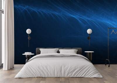 blue glow wave. lighting effect abstract background Wall mural