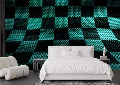 carbon fiber background. checkered pattern. 3d illustration material design. Wall mural