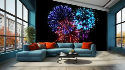 colorful fireworks at celebration midnight. Wall mural