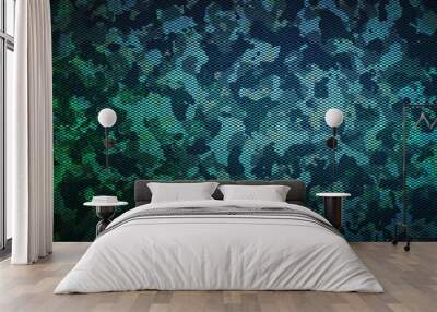 green and blue camouflage pattern blackground. Wall mural