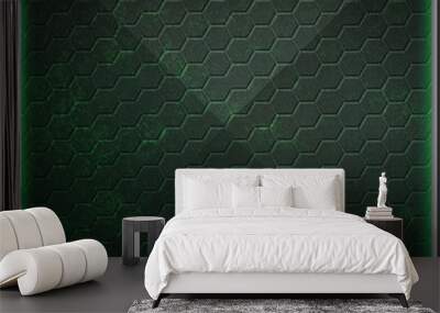 green hexagon background with real texture. Wall mural