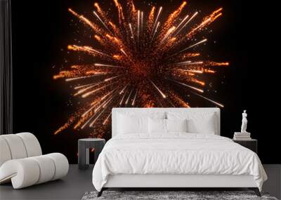 orange firework on black background Wall mural