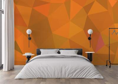 orange geometric rumpled triangular low poly origami style gradi Wall mural