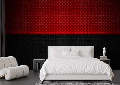 red and black carbon fiber. two tone metal background and texture. Wall mural